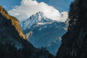 Fototapeta na wymiar France-October 2022:Mont Blanc mountain view from France border