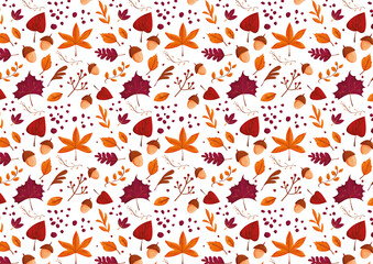 Autumn pattern with colorful leaves. Illustrations on photoshop.