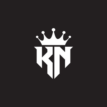 KN or NK logo monogram symbol shield with crown shape design vector