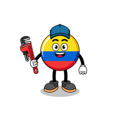 colombia flag illustration cartoon as a plumber