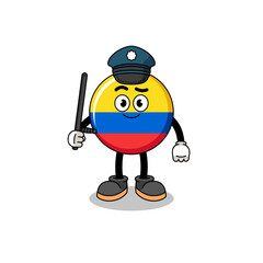 Cartoon Illustration of colombia flag police