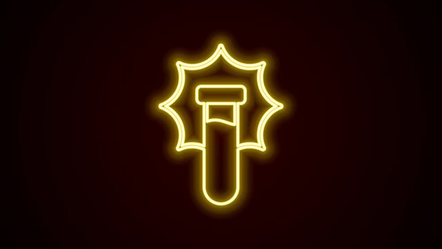 Glowing neon line Chemical experiment, explosion in the flask icon isolated on black background. Chemical explosion in a test tube. 4K Video motion graphic animation