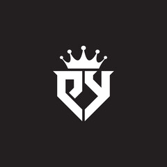 PY or YP logo monogram symbol shield with crown shape design vector