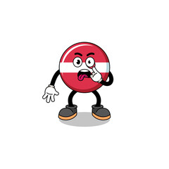 Character Illustration of latvia flag with tongue sticking out