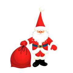 Santa Claus with a bag of gifts.A festive character.Merry Christmas and Happy New Year.Vector illustration.