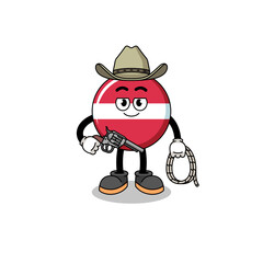 Character mascot of latvia flag as a cowboy