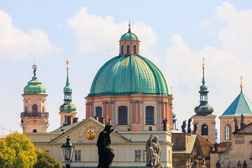 Dome of the church. Religious travel background with selective focus