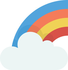 rainbow and clouds illustration in minimal style