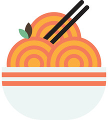 Fototapeta premium noodles and chopsticks illustration in minimal style