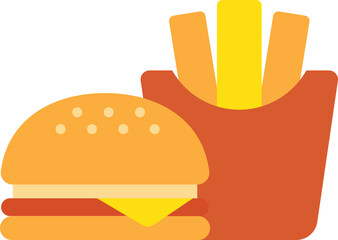 Hamburger and French Fries illustration in minimal style