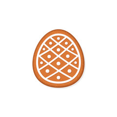 Pine cone shaped Christmas gingerbread cookie. Flat vector illustration