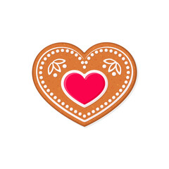 Heart shaped Christmas gingerbread cookie. Vector illustration