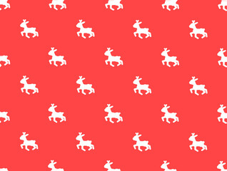 red color seamless pattern with small deers for xmas wrap gift ideas