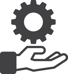 hands and cogs illustration in minimal style