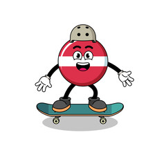 latvia flag mascot playing a skateboard