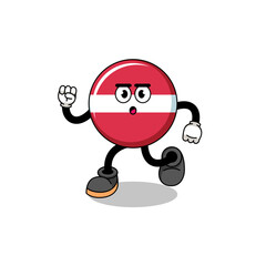 running latvia flag mascot illustration