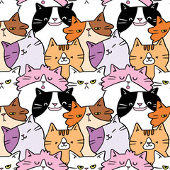 Seamless Pattern of Cartoon Cat Illustration Design