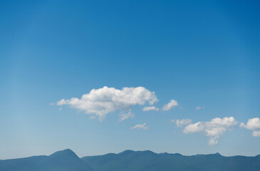 Aerial view of mountains covered with forests in summer