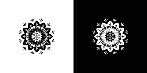 Mandala pattern black and white premium vector