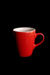 ceramic coffee cup on black background, mug