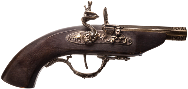 Old retro metal revolver. Gun concept