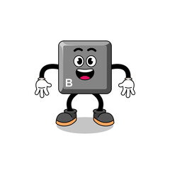 keyboard B key cartoon with surprised gesture