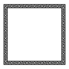 Fototapeta premium Greek black and white style border frame circle frame with seamless vector illustration
