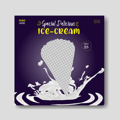 Ice cream social media post template, special delicious ice cream social media post  design