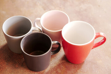 Obraz na płótnie Canvas ceramic cups of coffee and chocolate