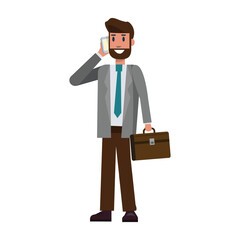 Businessman talking on smartphone. flat character design illustration
