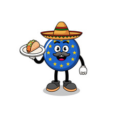 Character cartoon of europe flag as a mexican chef
