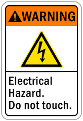 Electrical hazard warning sign and labels do not touch