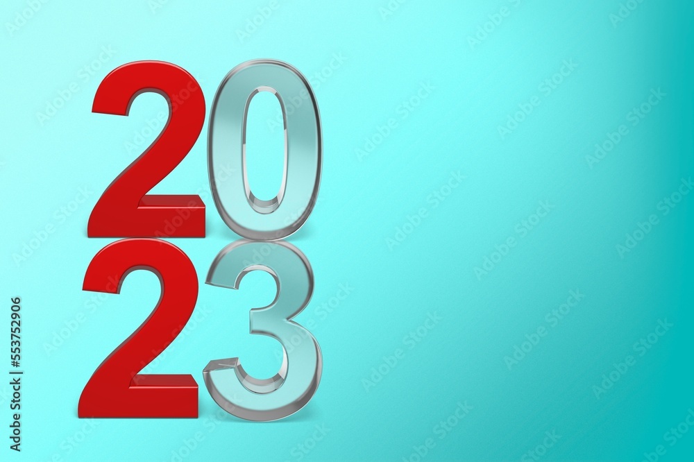 Poster Colored numbers 2023 on light blue background