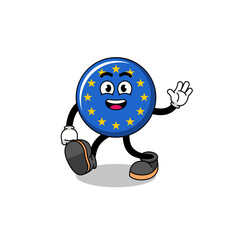 europe flag cartoon walking