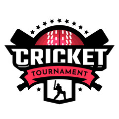 Cricket tournament. Sport logo, emblem. Vector illustration.
