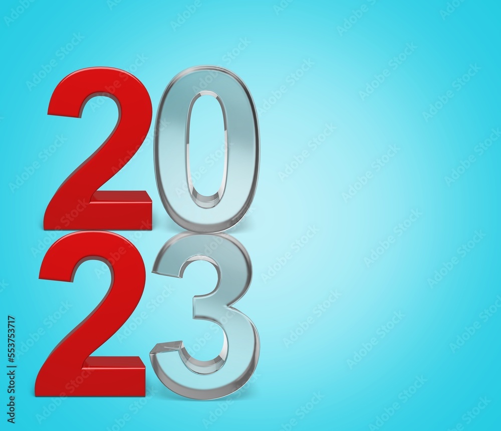 Sticker Colored numbers 2023 on light blue background