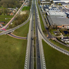 Naklejka premium Aerial view of a highway exit