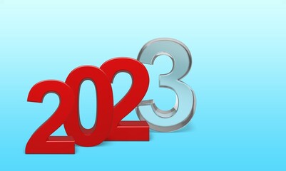 Colored numbers 2023 on light blue background