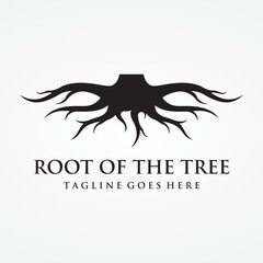 Single and fibrous tree root natural abstract logo creative template design. - obrazy, fototapety, plakaty
