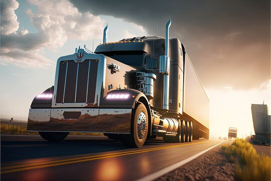 truck on the road,cinematic photo, AI art