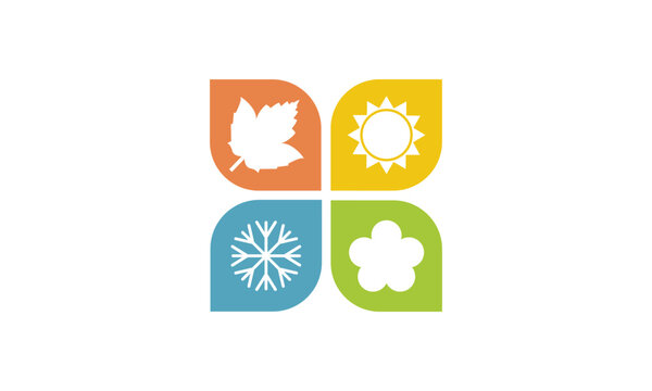 four seasons of the year logo icon concept