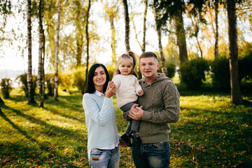 Family in green nature together