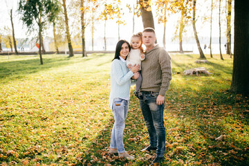 Family in green nature together