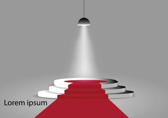 Vector spotlights. Scene. Podium with directional light. Light effects.