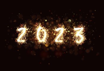 New Year concept, 2023 sparkling number