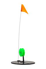 Zherlitsa isolated on white background, equipment for catching predatory fish in winter time	