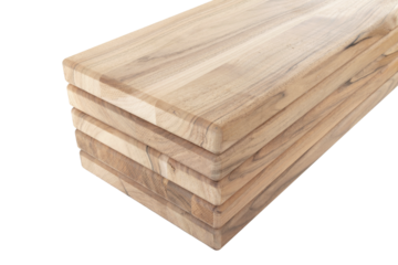 Wooden boards, a board with a seamed edge for building a house and interior decoration, on an isolated white