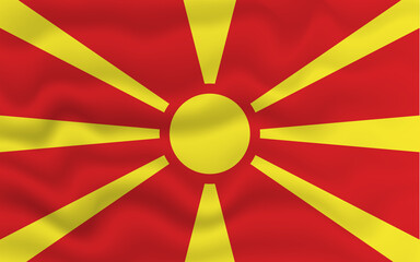 Wavy flag of Macedonia. Flag of Macedonia with a wavy effect. vector illustration