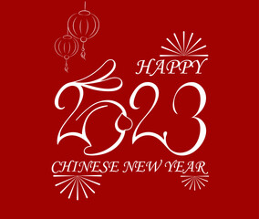 Greeting Card cover template 2023 New Year rabbit. Concept lunar calenda, invitation card, party, post, banner, flyer, poster, design