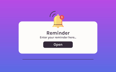 Reminder, notification page with floating elements and business planning, events, timetable flat vector illustration.